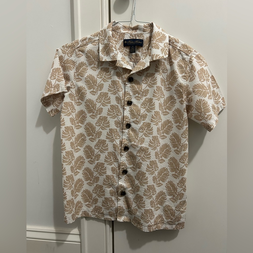 Brooks Brothers Tan and White Casual Shirt